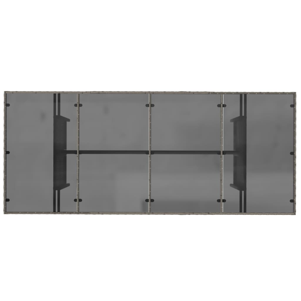 Havebord med glasplade Grå 190x80x75 cm Polyrattan