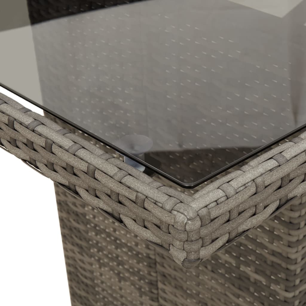 Havebord med glasplade Grå 190x80x75 cm Polyrattan