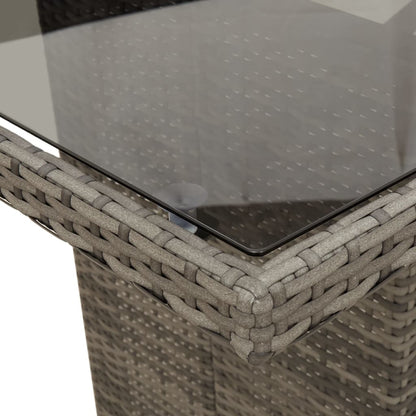 Havebord med glasplade Grå 190x80x75 cm Polyrattan