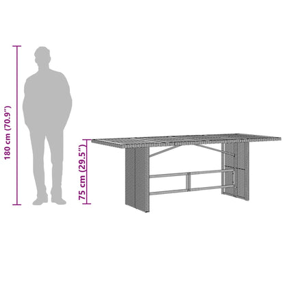 Havebord med glasplade Grå 190x80x75 cm Polyrattan