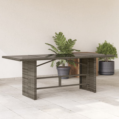 Havebord med glasplade Grå 190x80x75 cm Polyrattan