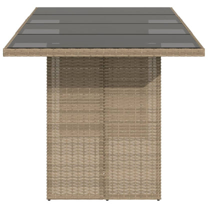Havebord med glasplade beige 190x80x75 cm polyrattan