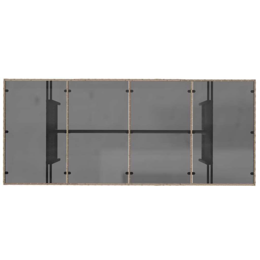Havebord med glasplade beige 190x80x75 cm polyrattan