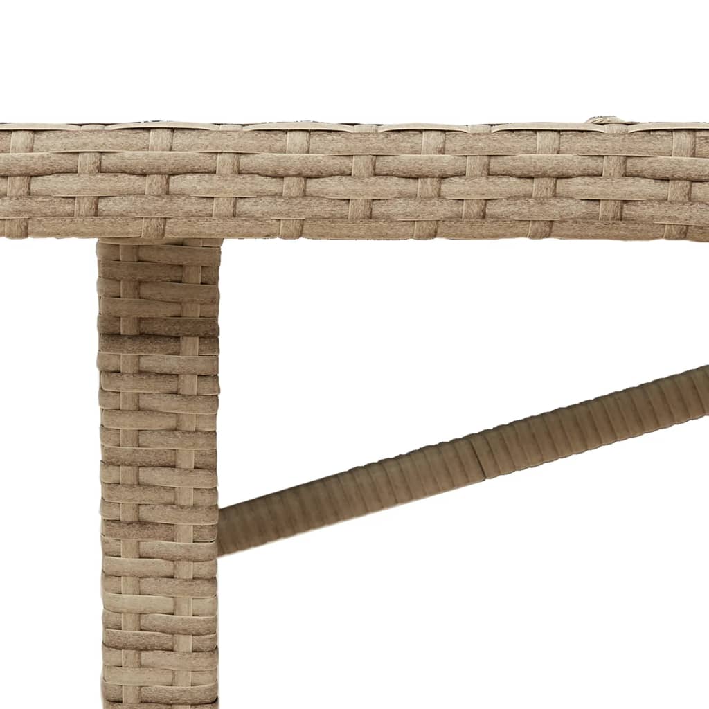 Havebord med glasplade beige 190x80x75 cm polyrattan