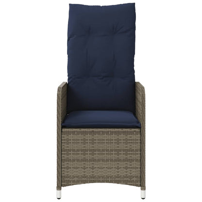 Gartenstühle Verstellbar 2 Stk. mit Kissen Grau Poly Rattan