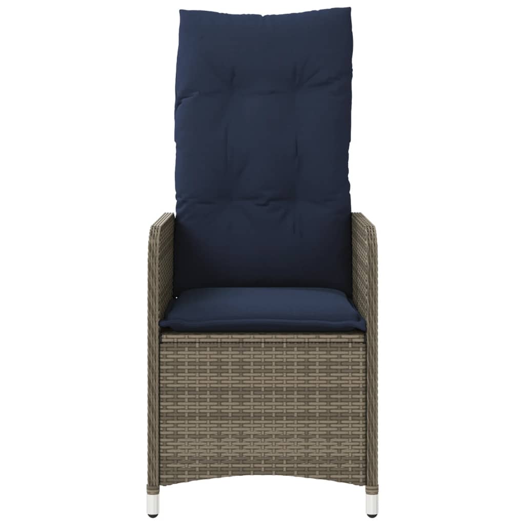 Gartenstühle Verstellbar 2 Stk. mit Tisch Grau Poly Rattan