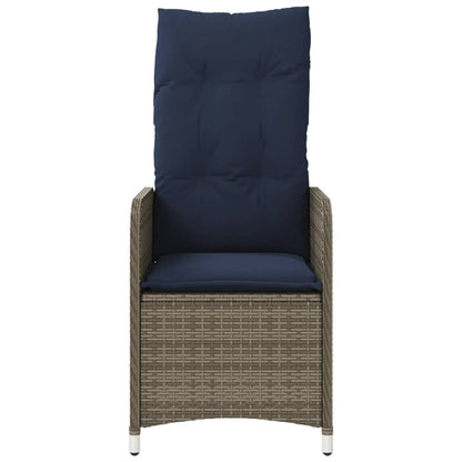 Gartenstühle Verstellbar 2 Stk. mit Tisch Grau Poly Rattan