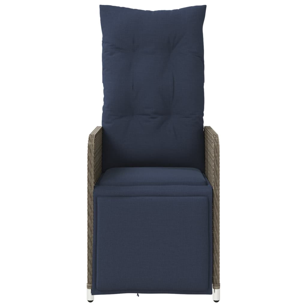 Gartenstühle Verstellbar 2 Stk. mit Kissen Grau Poly Rattan