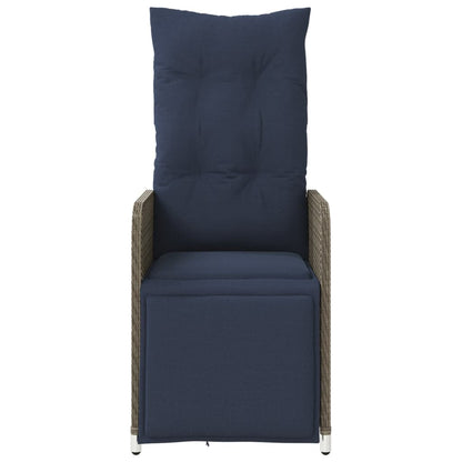 Gartenstühle Verstellbar 2 Stk. mit Kissen Grau Poly Rattan