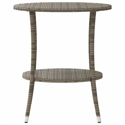 Gartenstühle Verstellbar 2 Stk. mit Tisch Grau Poly Rattan
