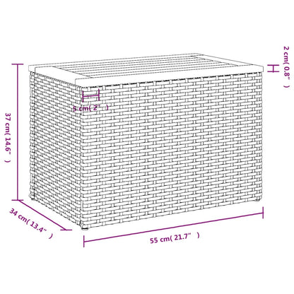 Garten-Beistelltische 2 Stk. Beige 55x34x37 cm Poly Rattan Holz