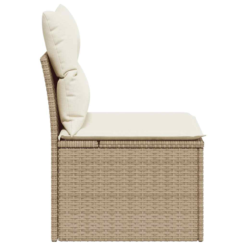 Gartensessel ohne Armlehnen mit Kissen Beige Poly Rattan