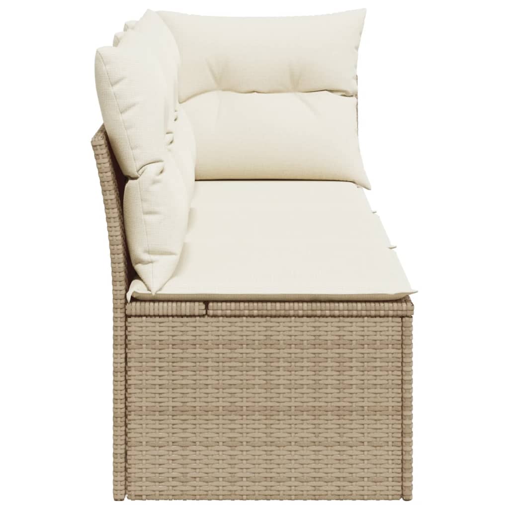 Havesofa med hynder 3-personers beige polyrattan