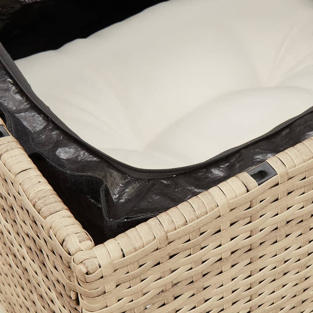 Havesofa med hynder 3-personers beige polyrattan