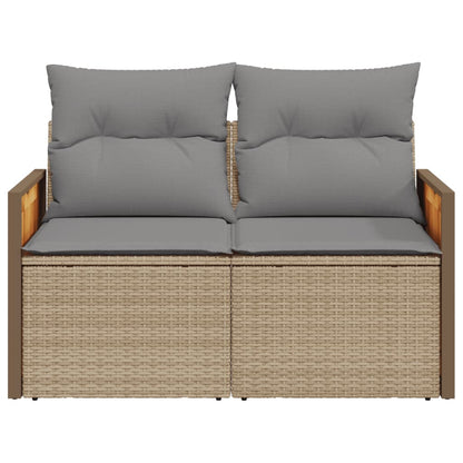 Havesofa med puder 2-personers beige polyrattan