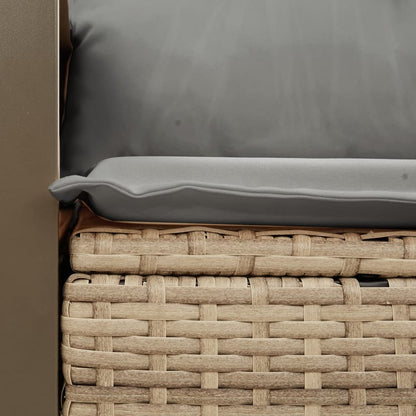 Havesofa med puder 2-personers beige polyrattan