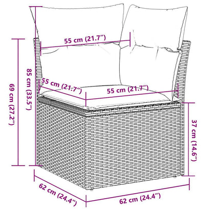 Garten-Ecksofa mit Kissen Hellgrau Poly Rattan