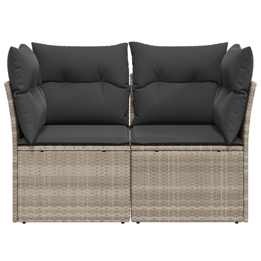 Havesofa med hynder 2-personers lysegrå polyrattan