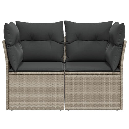 Havesofa med hynder 2-personers lysegrå polyrattan