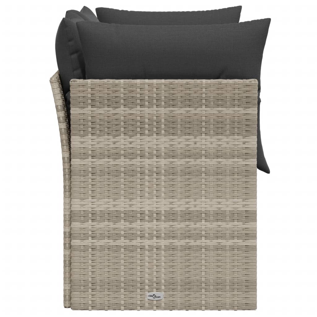Havesofa med hynder 2-personers lysegrå polyrattan