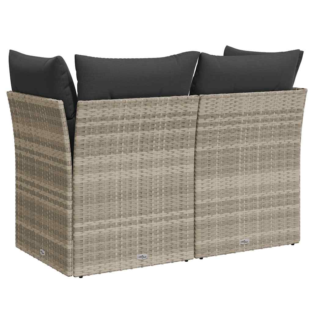 Havesofa med hynder 2-personers lysegrå polyrattan