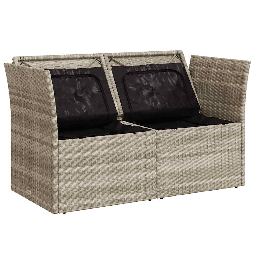 Havesofa med hynder 2-personers lysegrå polyrattan