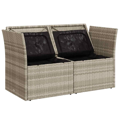 Havesofa med hynder 2-personers lysegrå polyrattan