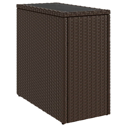 Havebord med glasplade Brun 58x27,5x55 cm Rattan