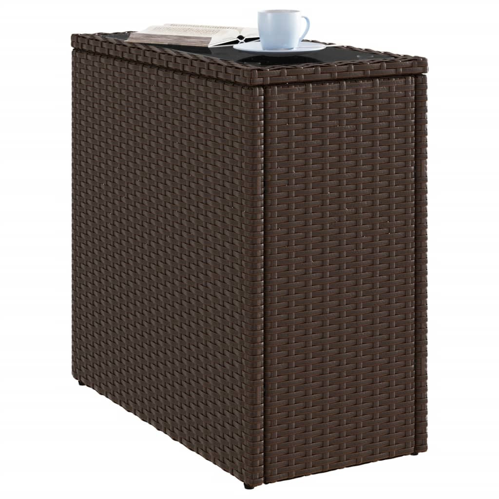 Havebord med glasplade Brun 58x27,5x55 cm Rattan