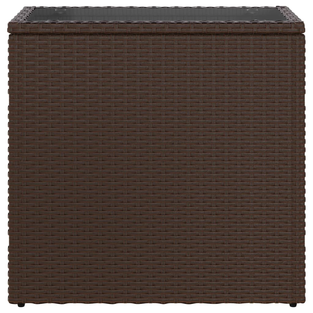 Havebord med glasplade Brun 58x27,5x55 cm Rattan