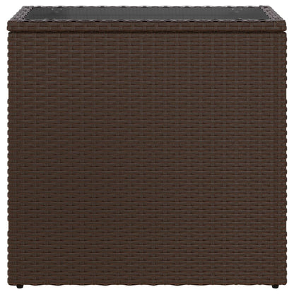Havebord med glasplade Brun 58x27,5x55 cm Rattan