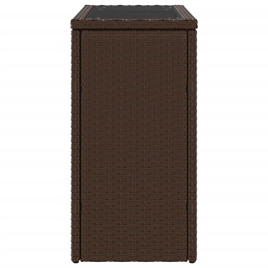 Havebord med glasplade Brun 58x27,5x55 cm Rattan