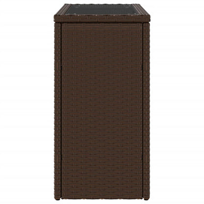 Havebord med glasplade Brun 58x27,5x55 cm Rattan