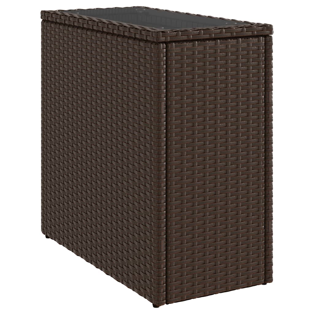 Havebord med glasplade Brun 58x27,5x55 cm Rattan