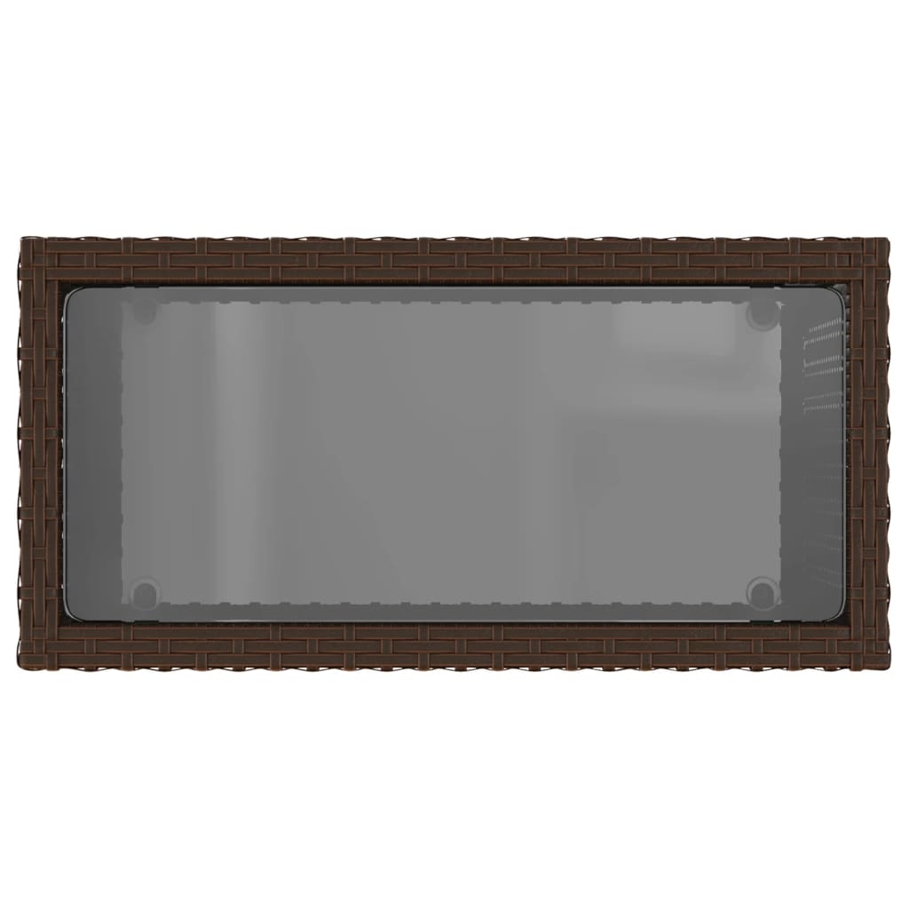 Havebord med glasplade Brun 58x27,5x55 cm Rattan