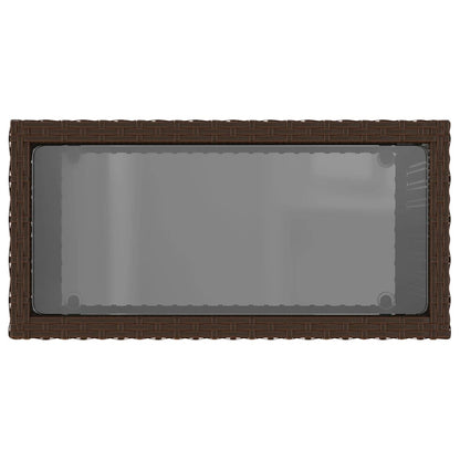 Havebord med glasplade Brun 58x27,5x55 cm Rattan