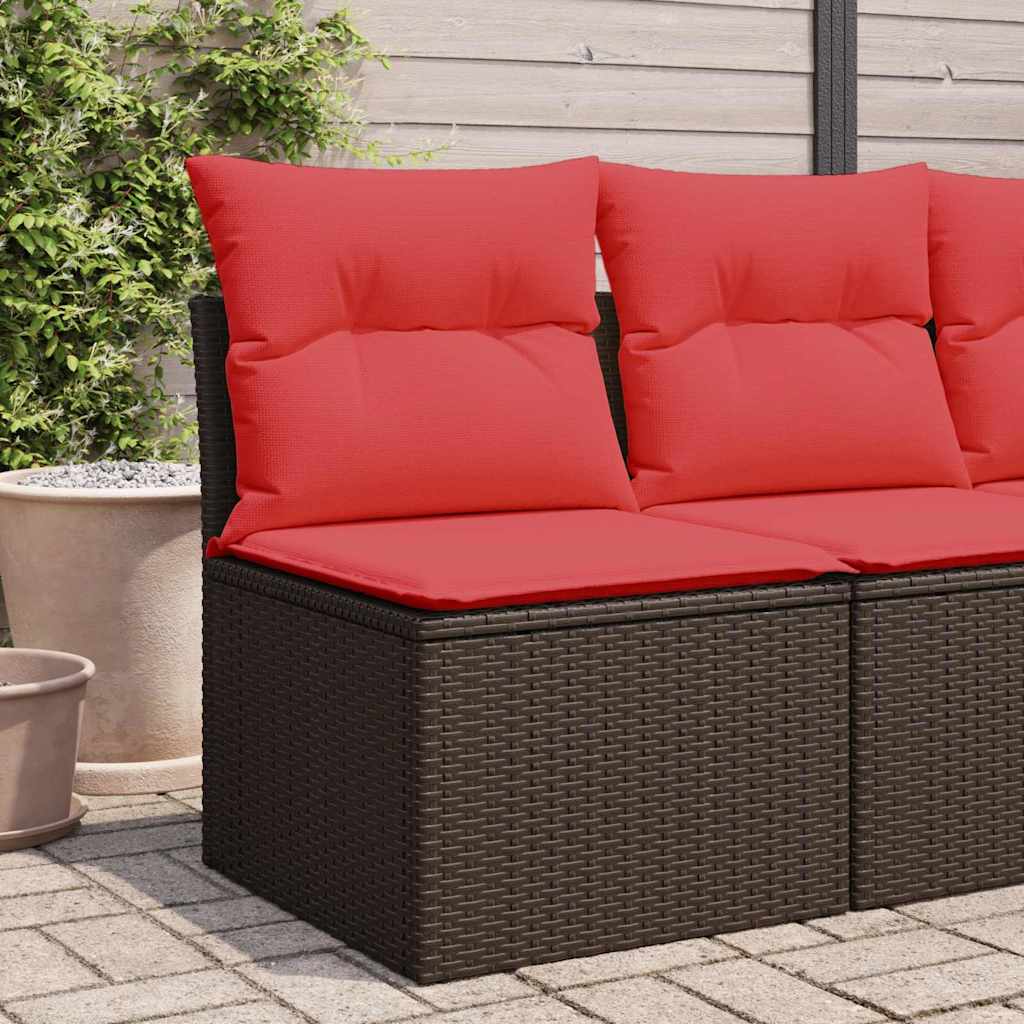 Gartensofa ohne Armlehnen mit Kissen Braun Poly Rattan