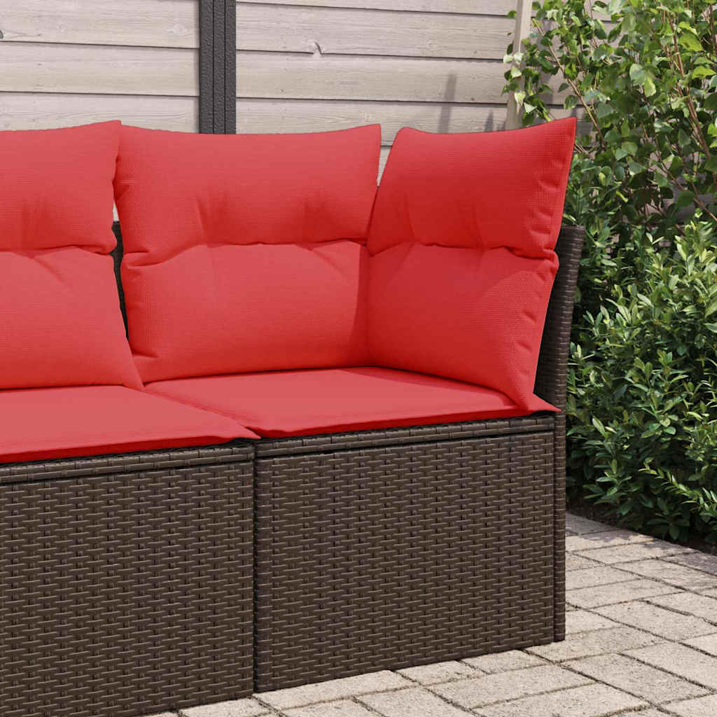Garten-Ecksofa mit Kissen Braun Poly Rattan