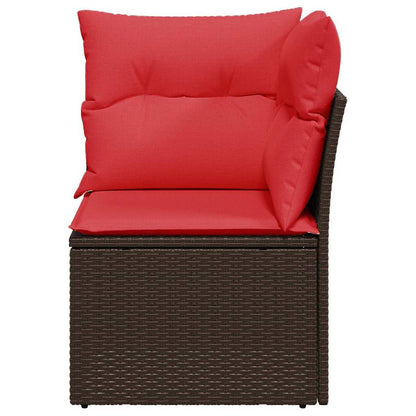 Garten-Ecksofa mit Kissen Braun Poly Rattan
