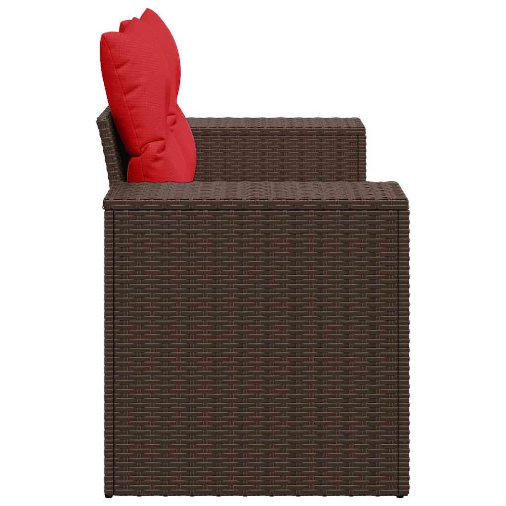 Gartensofa mit Kissen 2-Sitzer Braun Poly Rattan