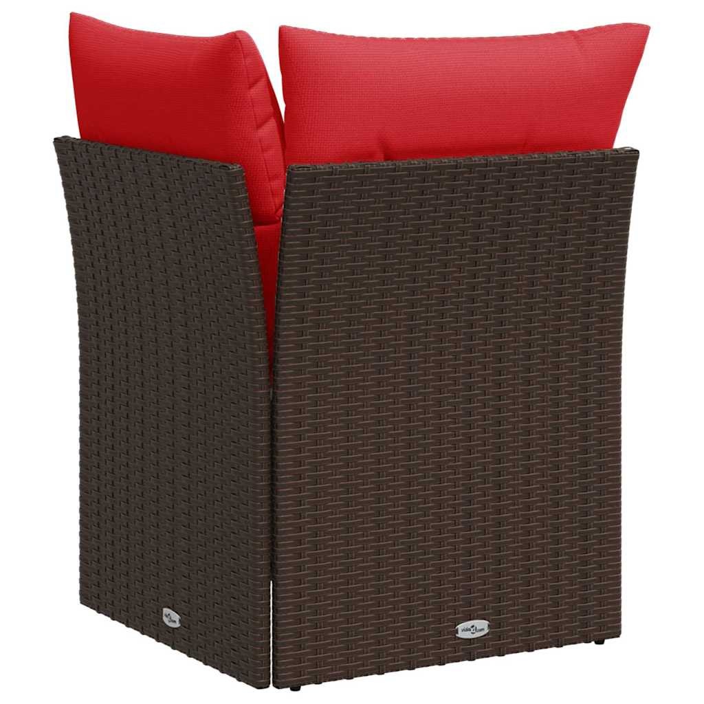 Garten-Ecksofa mit Kissen Braun Poly Rattan