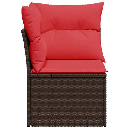 Garten-Ecksofa mit Kissen Braun Poly Rattan
