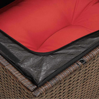 Gartensofa mit Kissen 2-Sitzer Braun Poly Rattan