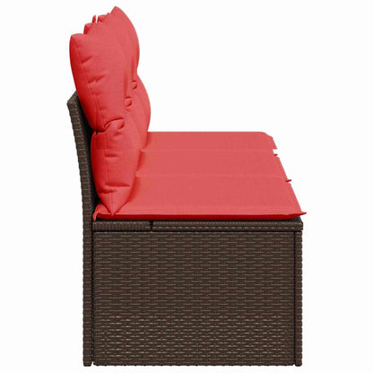 Gartensofa mit Kissen 3-Sitzer Braun Poly Rattan