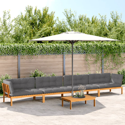 5-tlg. Garten-Sofagarnitur aus Paletten mit Kissen Akazienholz