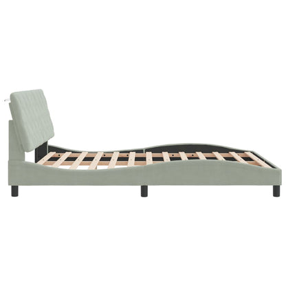 Bettgestell ohne Matratze Hellgrau 160x200 cm Samt