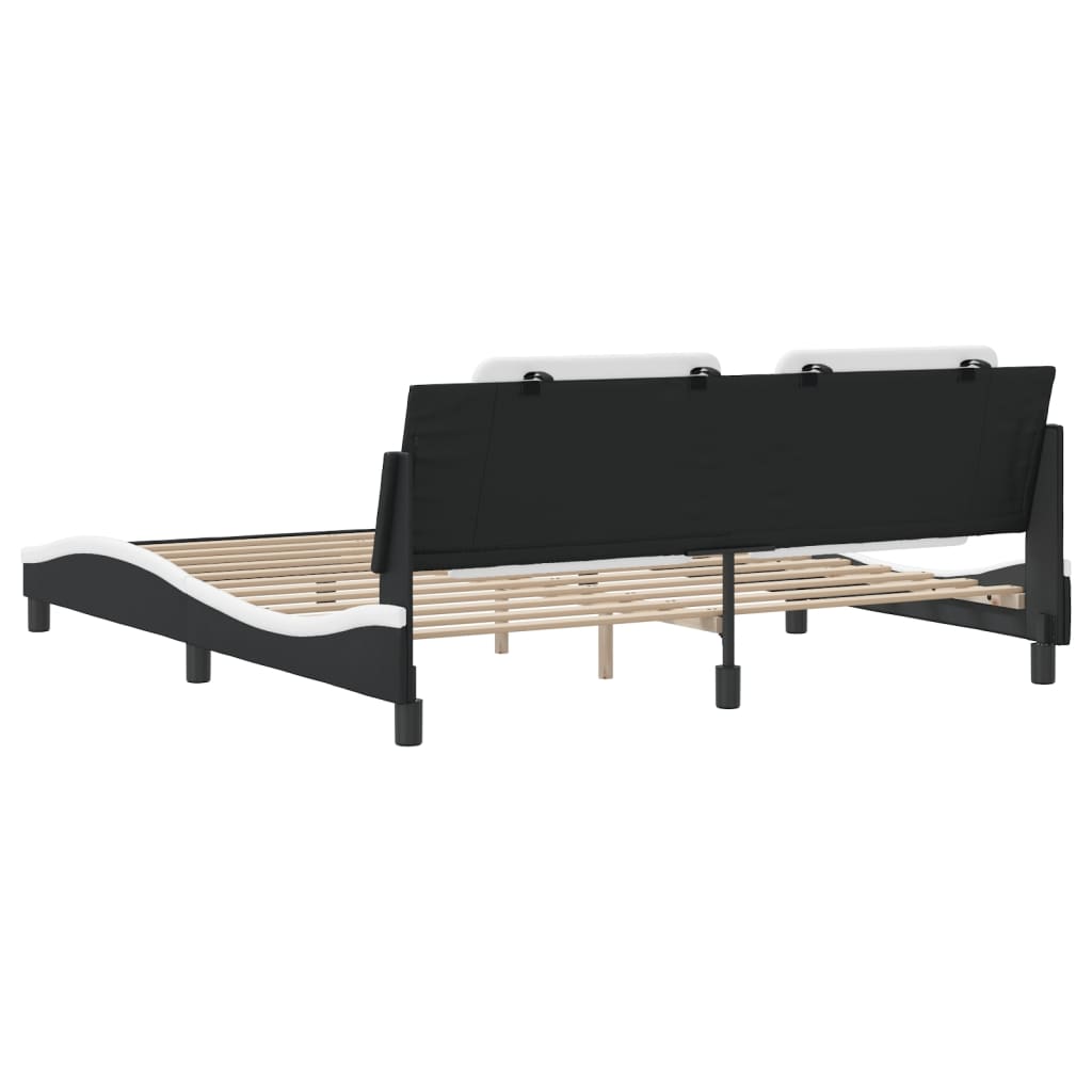 Bettgestell ohne Matratze "Zadar" Schwarz und Weiß 180x200 cm Kunstleder