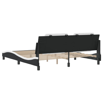 Bettgestell ohne Matratze "Zadar" Schwarz und Weiß 180x200 cm Kunstleder