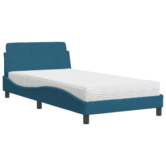 Bett mit Matratze "Dover" Blau 100x200 cm Samt