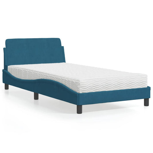 Bett mit Matratze "Dover" Blau 100x200 cm Samt